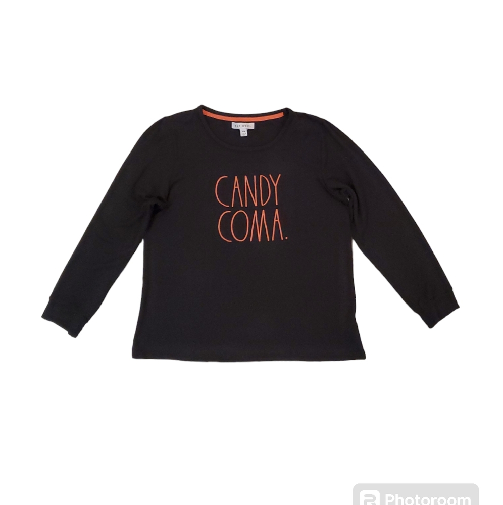 Rae Dunn Women's Black Candy Coma Long Sleeve Pullover‎ Sweater Medium